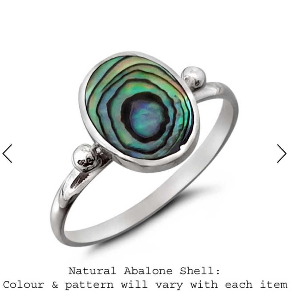Oval Sterling Silver Abalone Ring - image 1